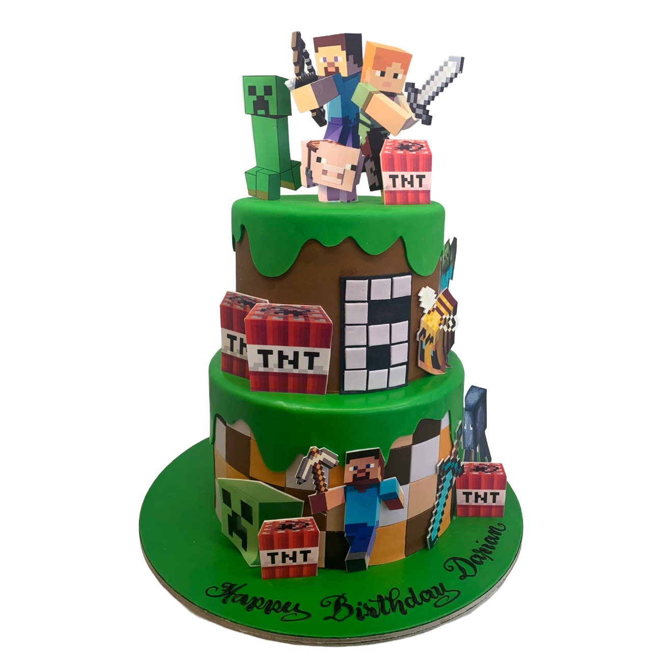Minecraft 2-Tier Block-World Adventure Cake
