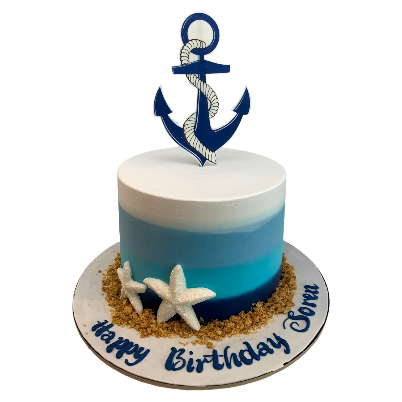 Nautical Anchor & Starfish Beach Cake