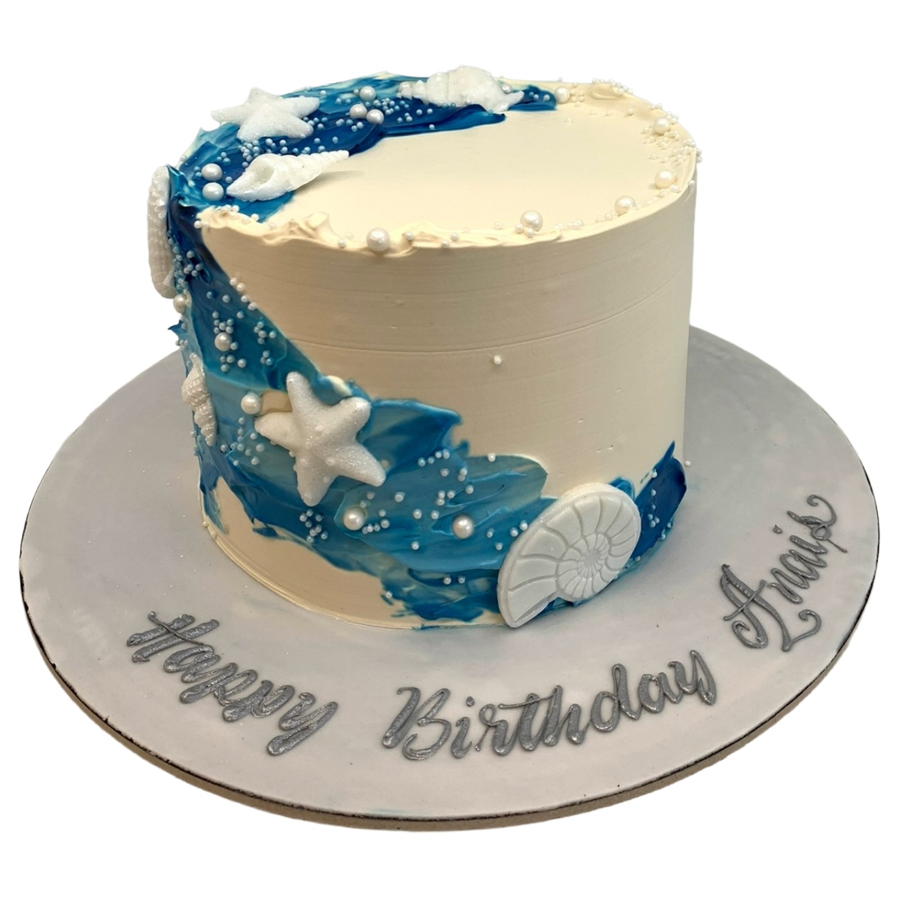 Ocean Waves & Seashell Nautical Cake
