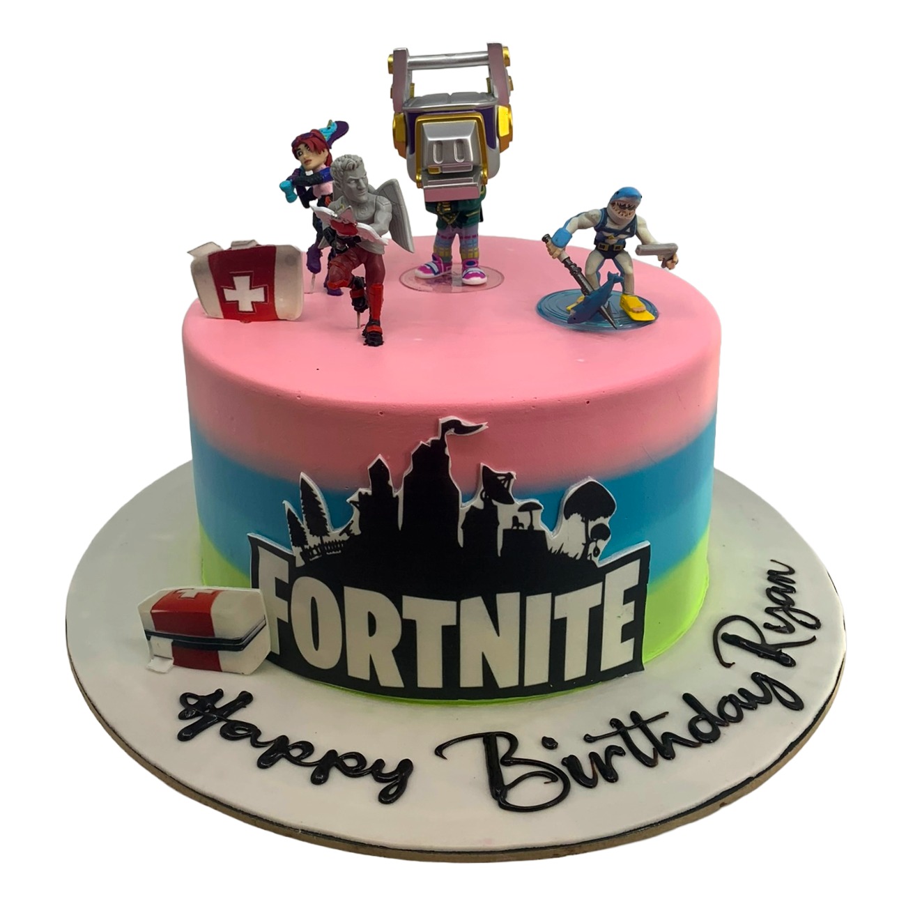 Pink and Blue Fortnite Battle Royale Cake