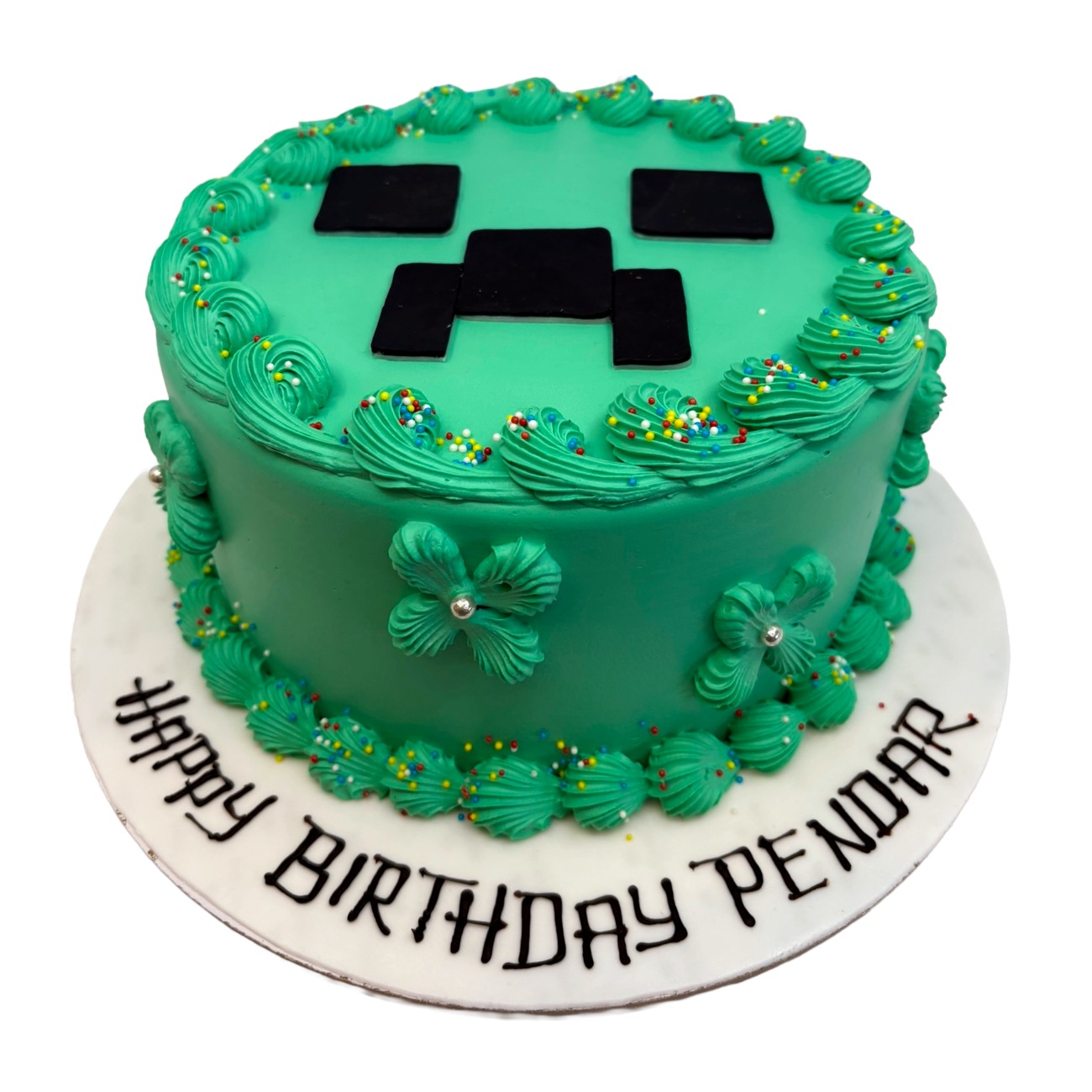 Pixelated Gamer Creeper Cake