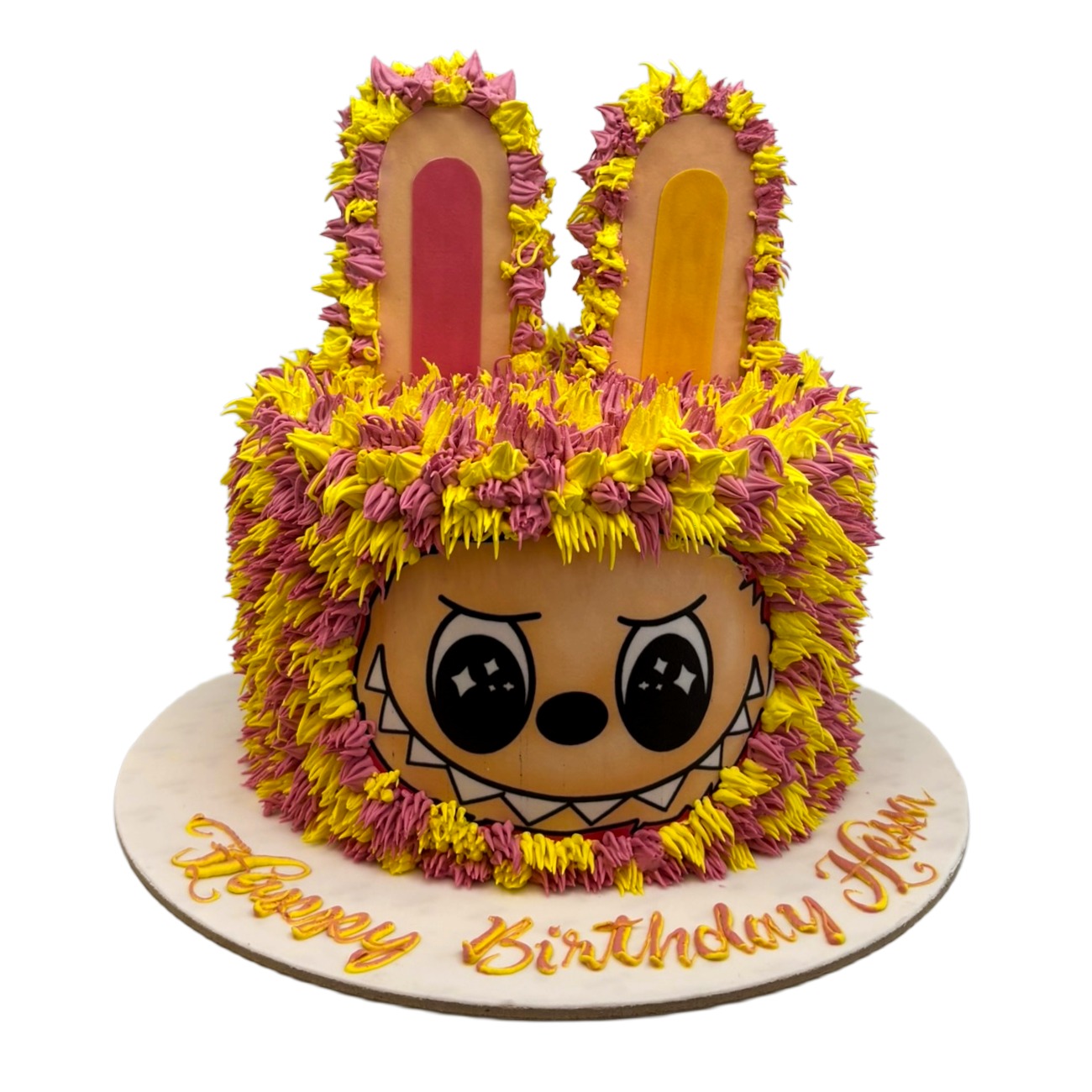 Playful Pink & Yellow Monster Cake