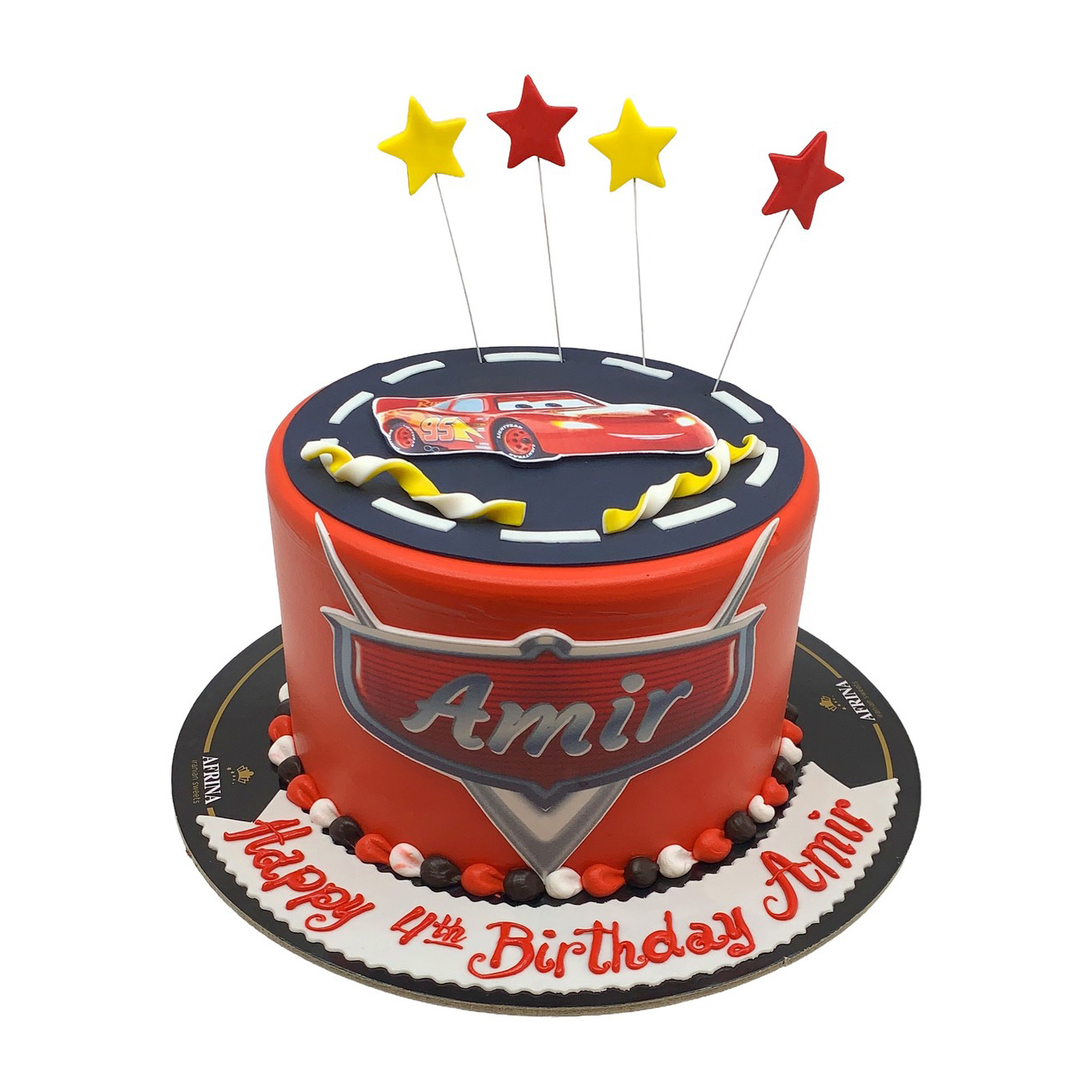 Red Lightning McQueen Racing Track Cake