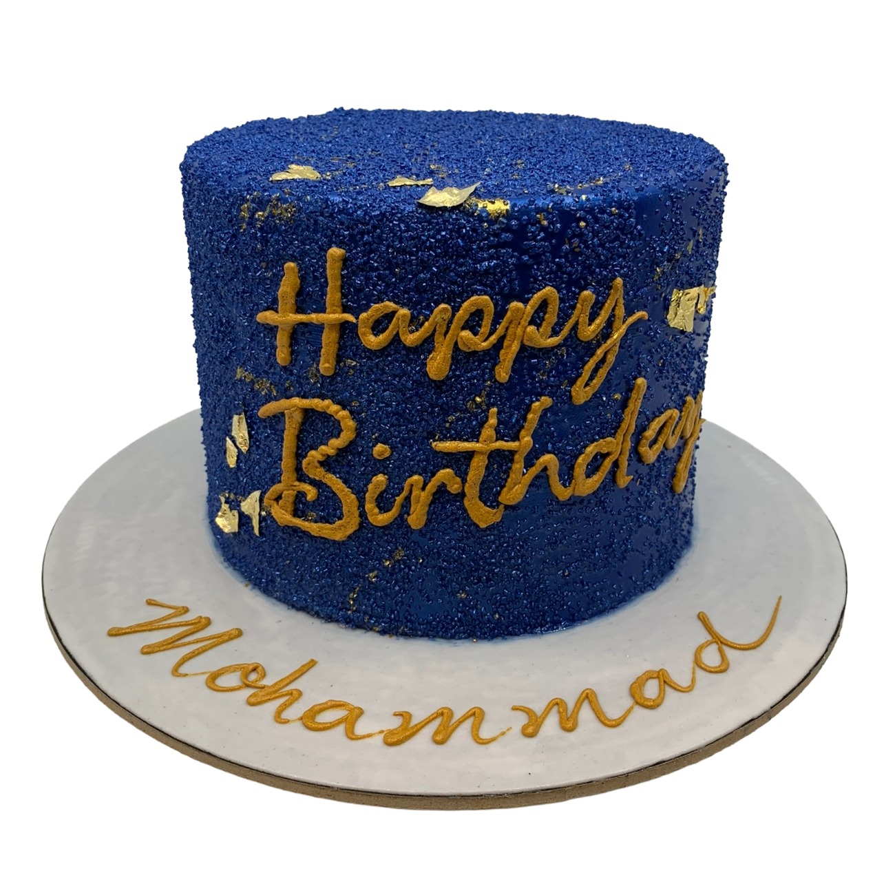 Royal Blue & Gold Sparkle Cake