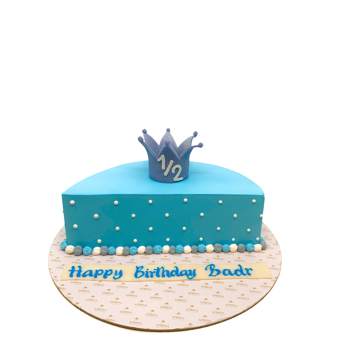 Royal Blue Half-Birthday Crown Cake