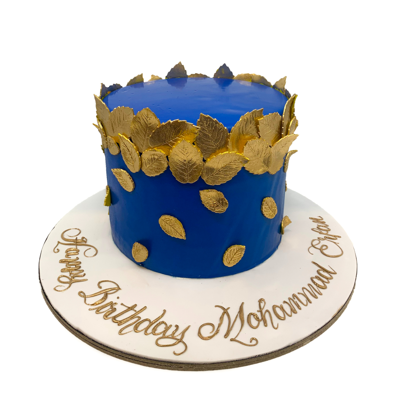 Royal Blue Majesty Gold Leaf Birthday Cake