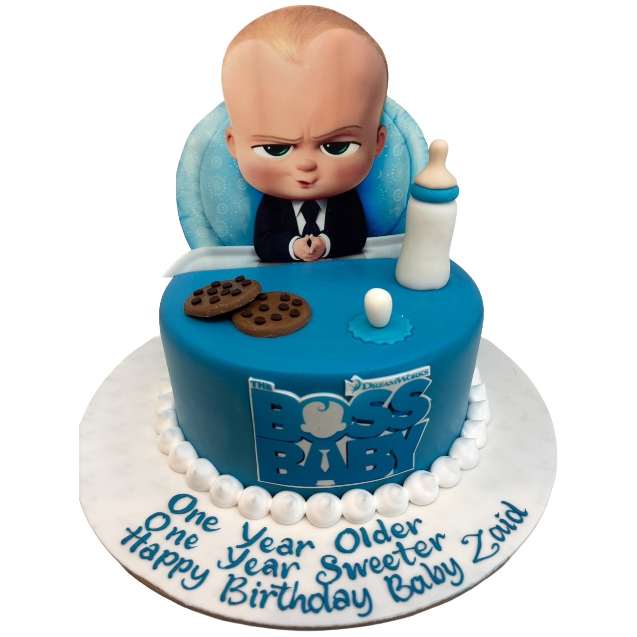 Simple Blue Colour Boss Baby Birthday Cake
