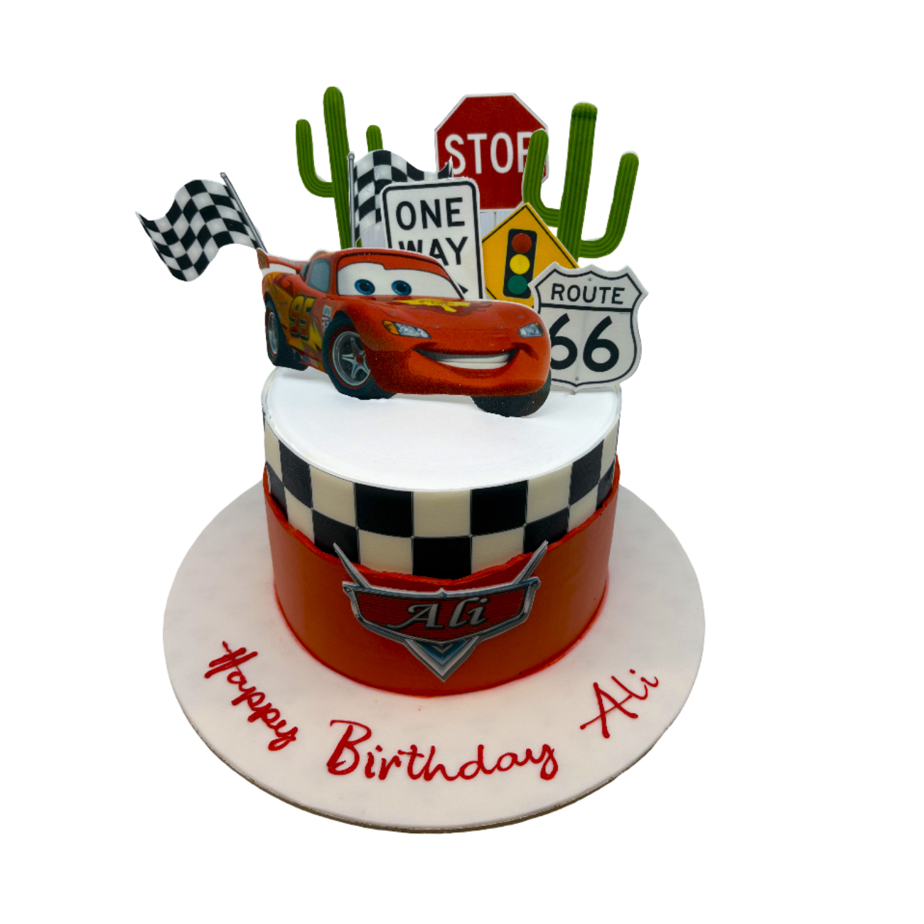 Simple Lightning McQueen Racing Cake