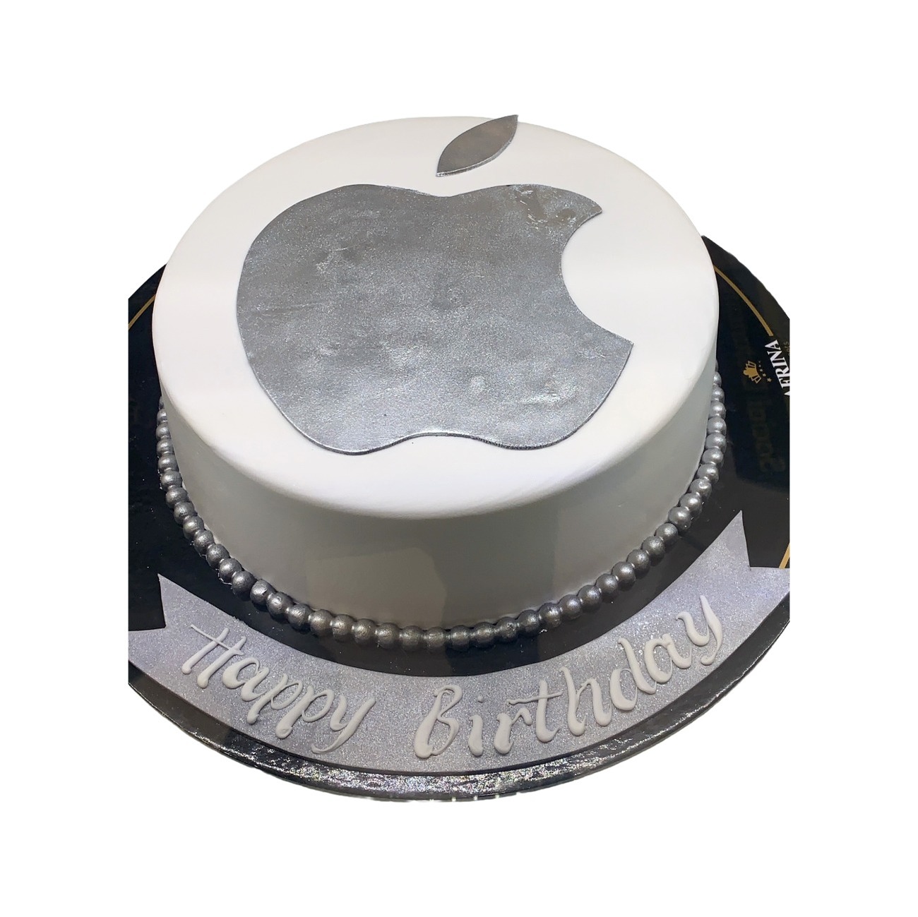 Sleek Silver Apple Tech Cake