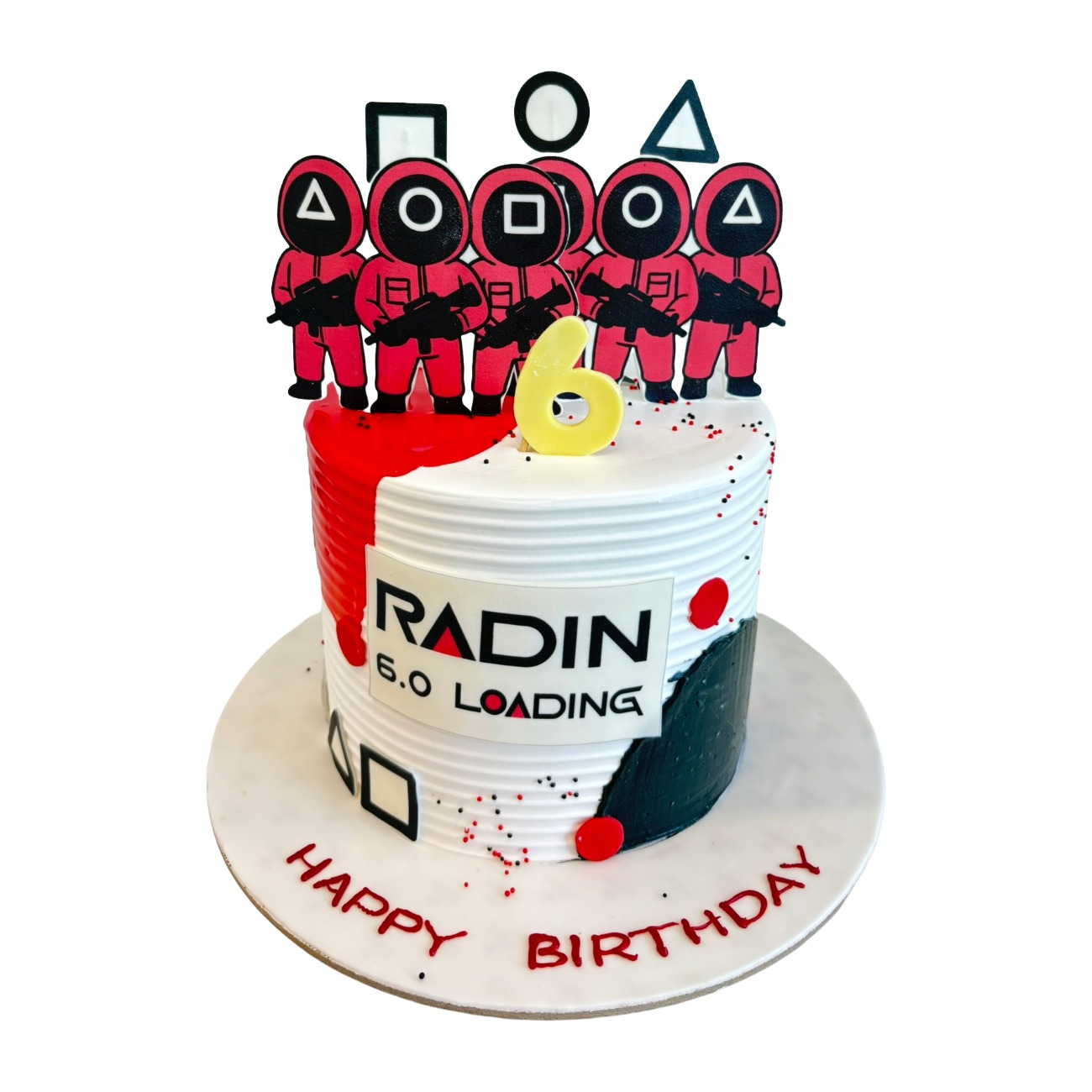Squid Game Guard & Symbols Birthday Cake