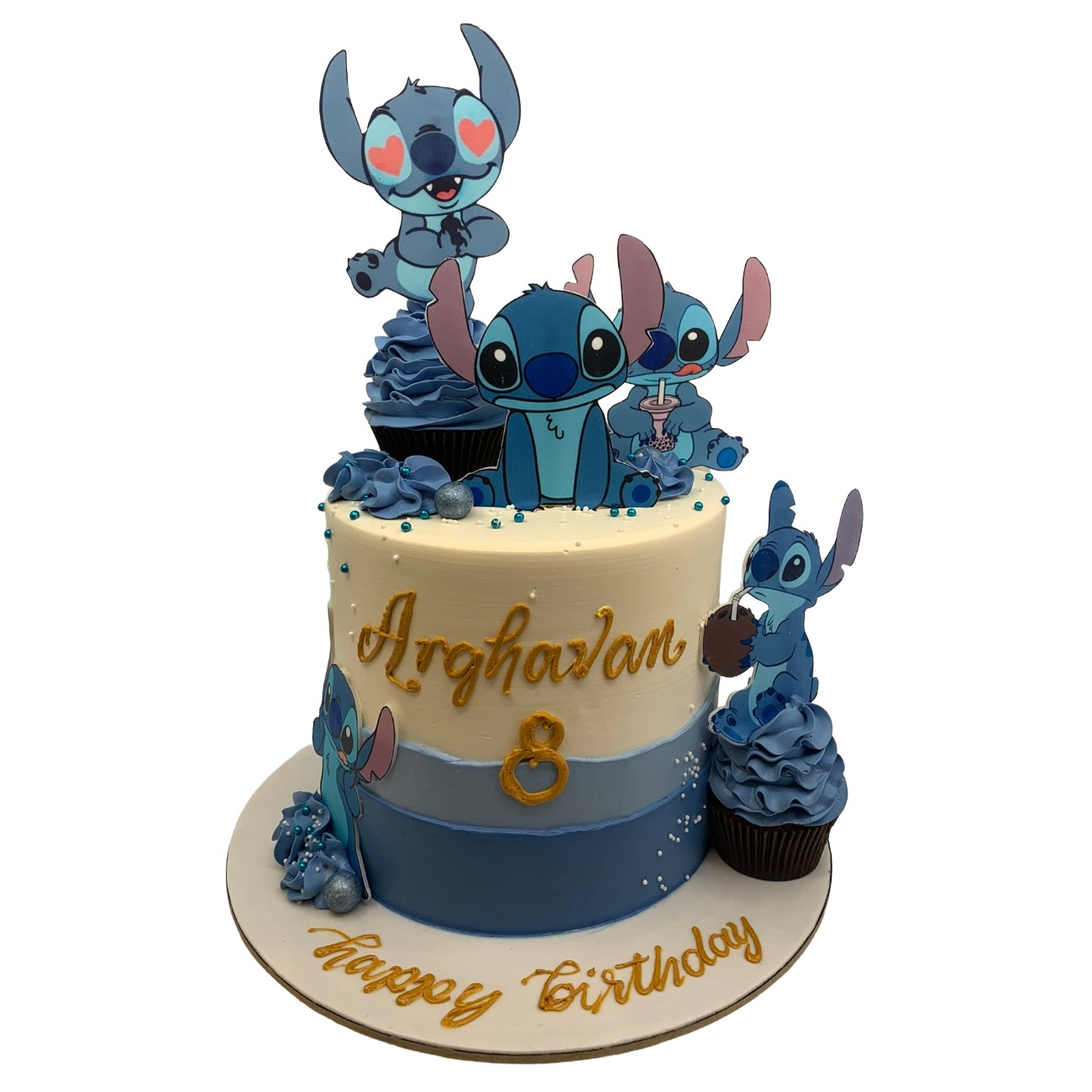 Stitch & Friends Celebration Cake with Cupcakes