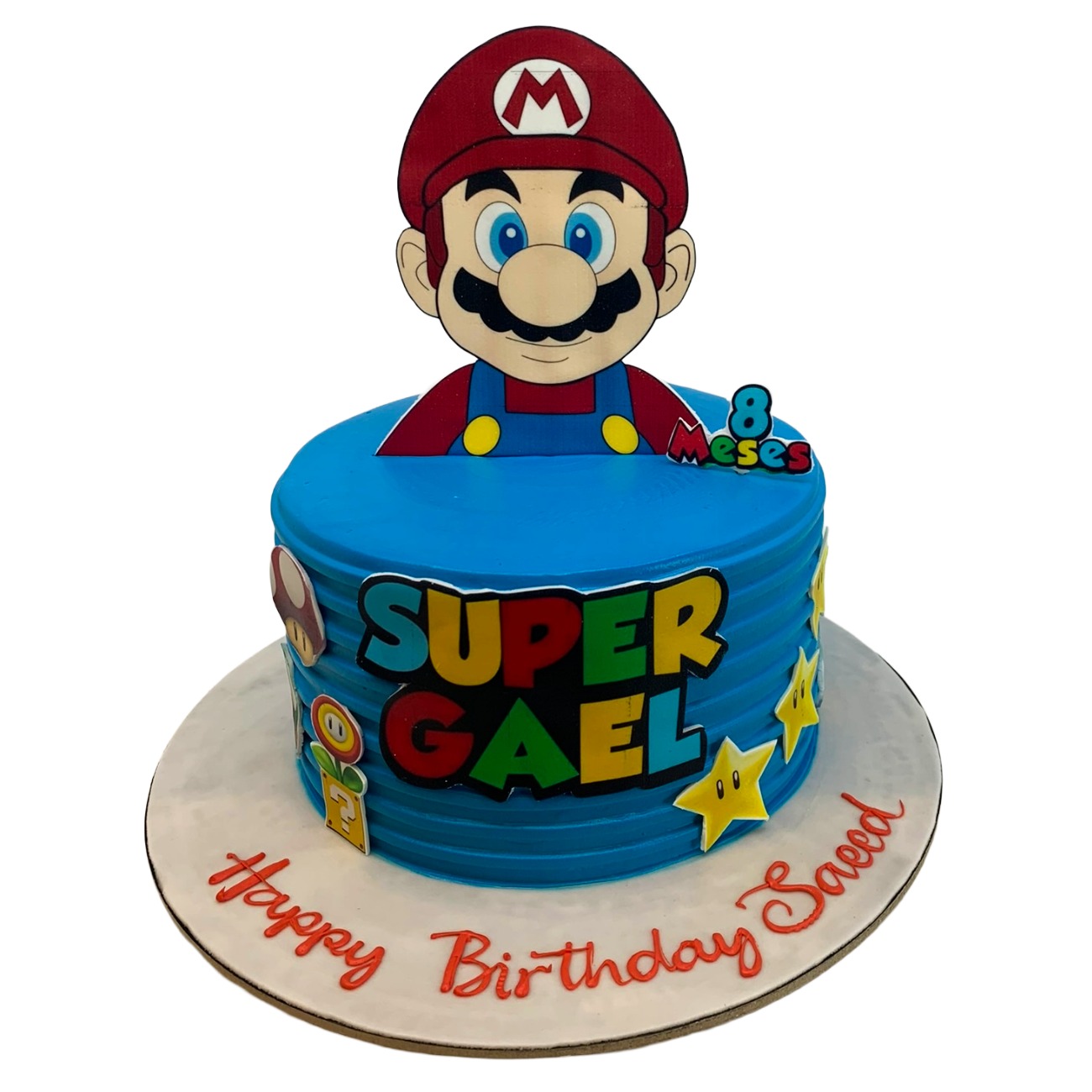 Super Mario Adventure Blue Textured Cake