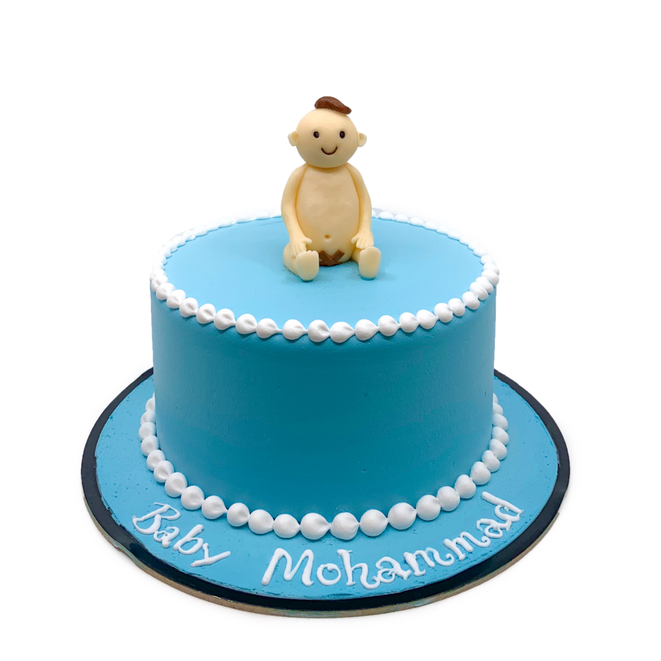 Sweet Baby Boy Blue Fondant Keepsake Cake