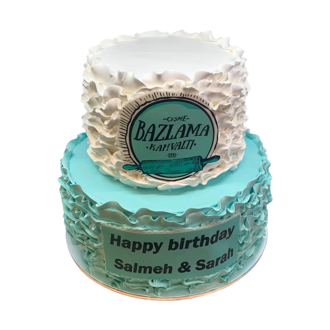 Teal Ruffle Celebration Cake