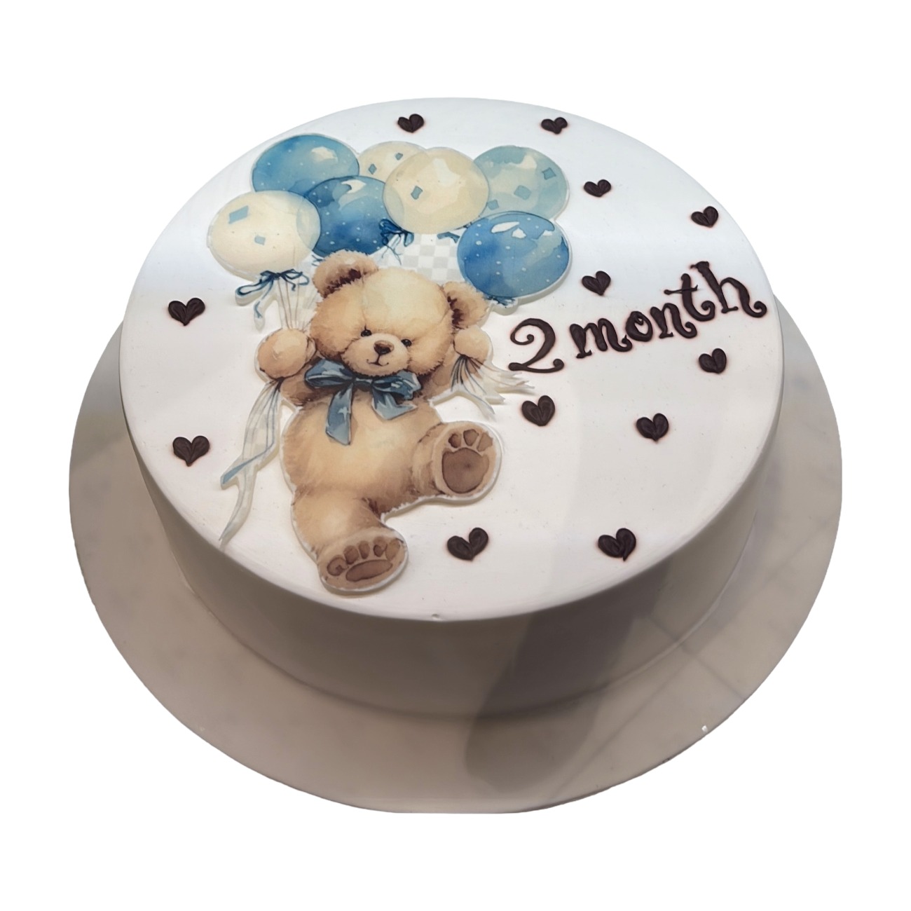 Teddy Bear Balloon 2-Month Milestone Cake