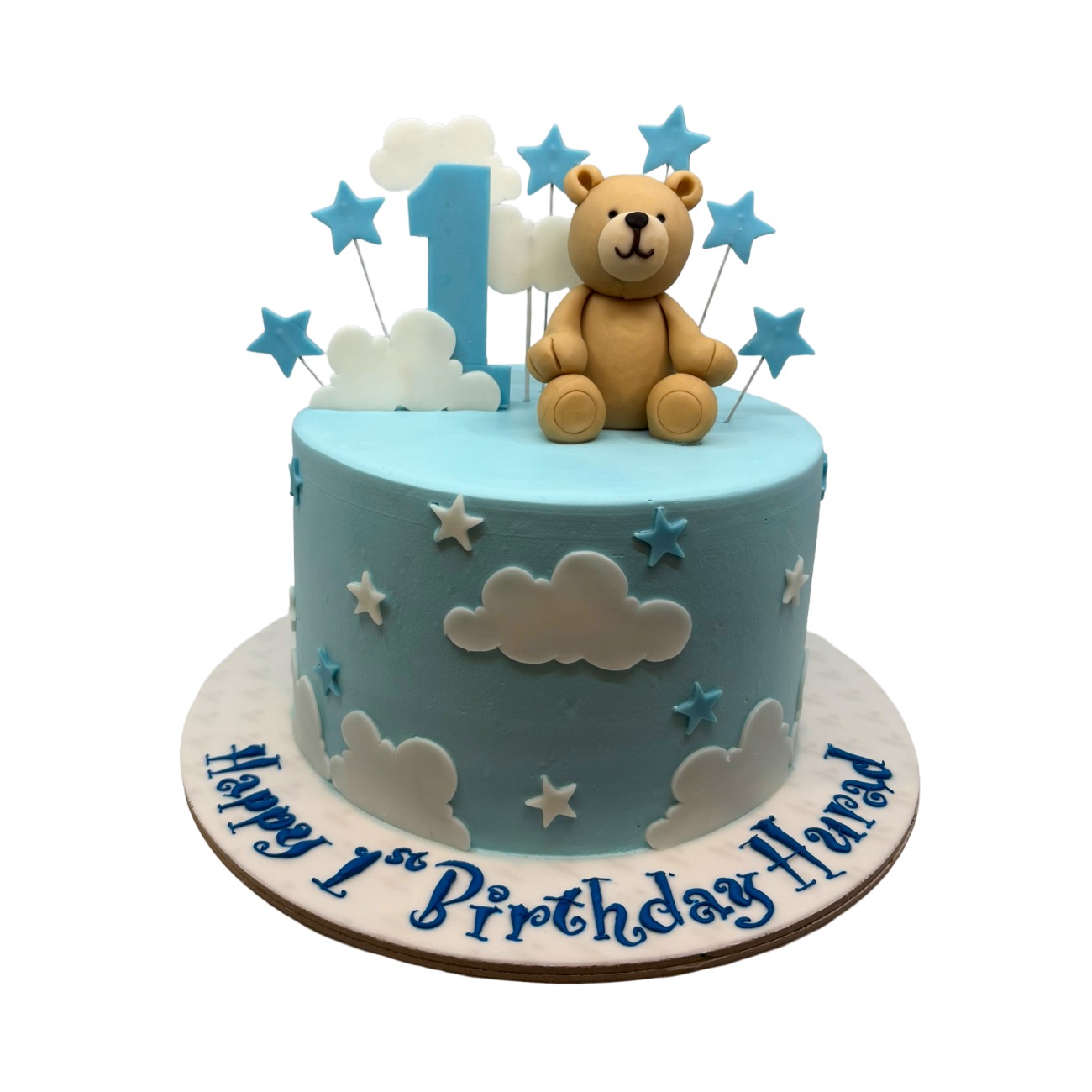 Teddy Bear Starry Clouds Cake