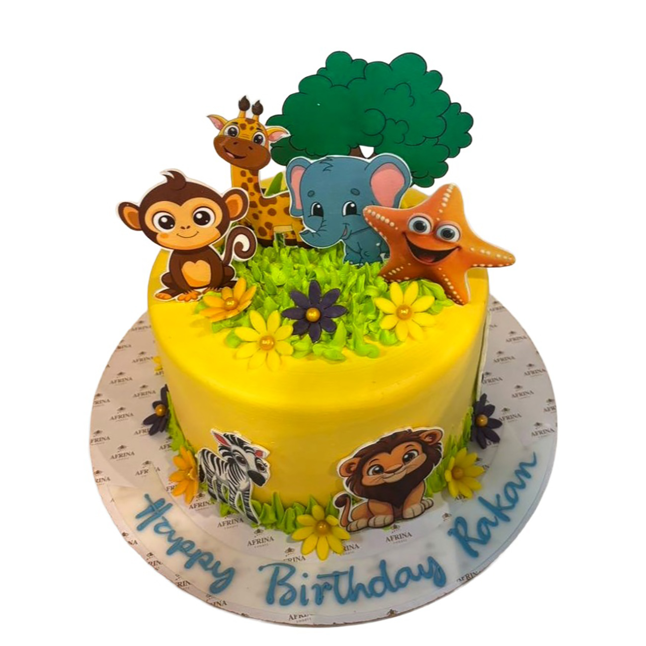 Vibrant Jungle Safari Zoo Animals Cake