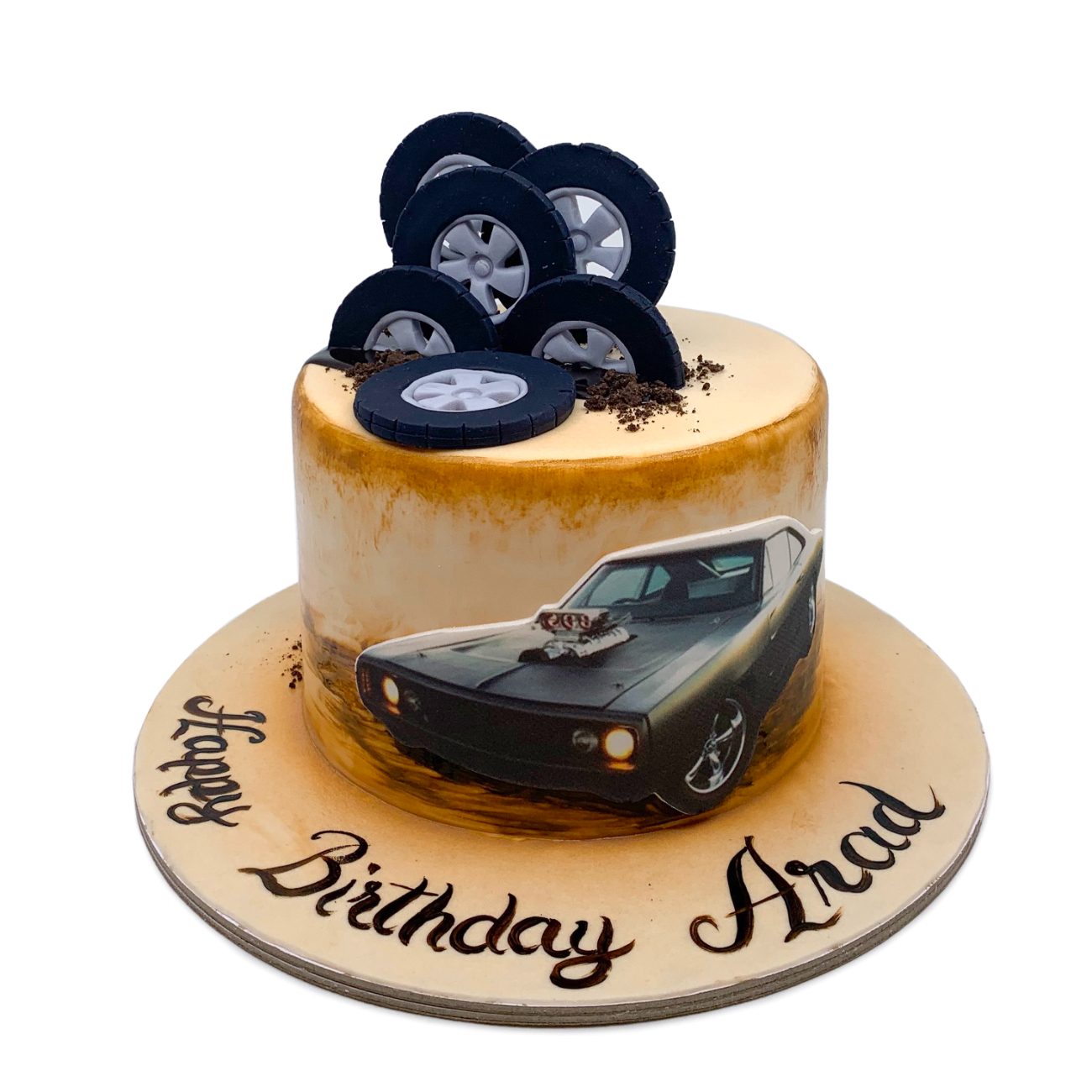 Vintage Muscle Car & Racing Tires Birthday Cake