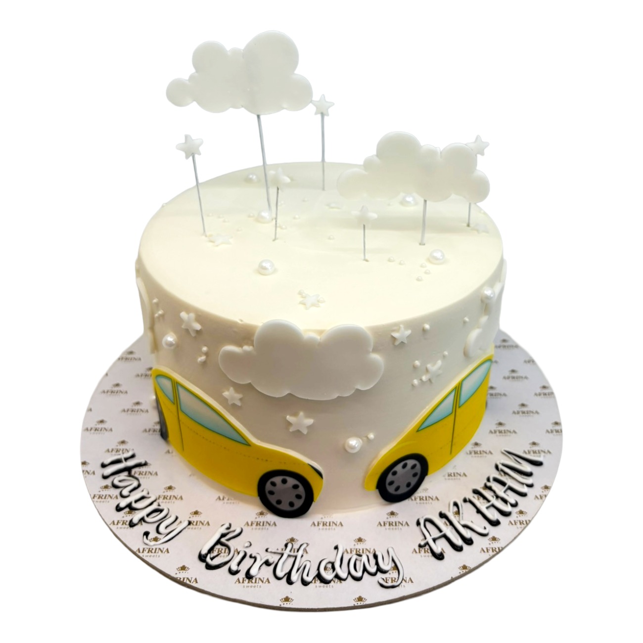 Yellow Car & Clouds Cake