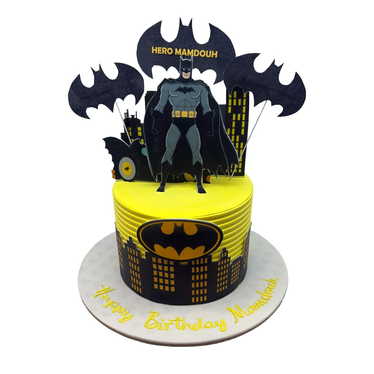 Yellow and Black Batman Gotham City Hero Cake