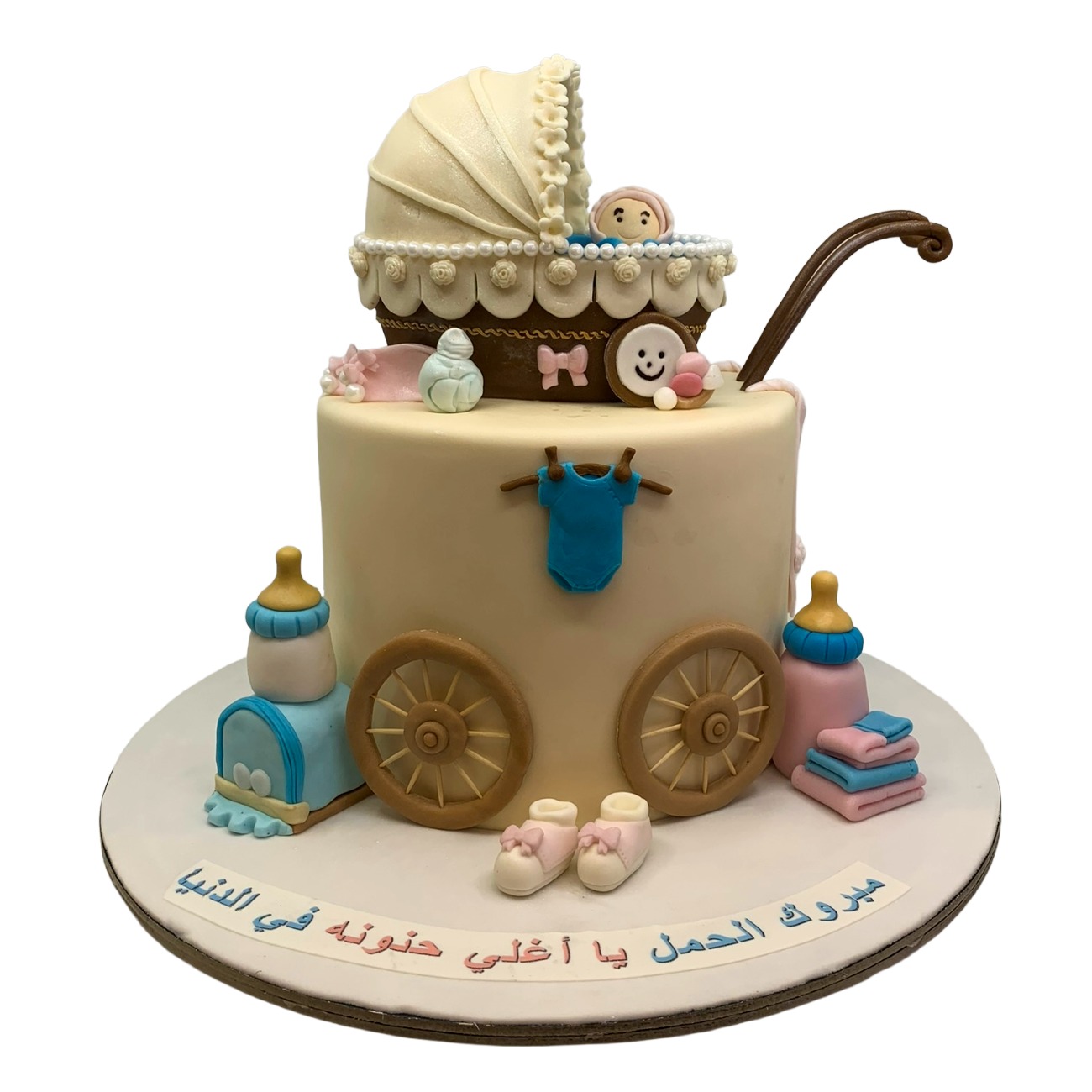 3D Baby Carriage Gender Reveal Cake