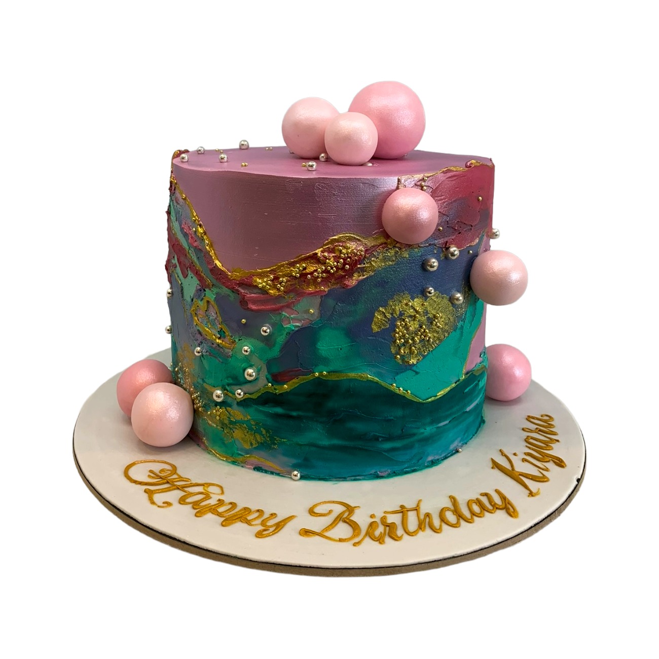 Abstract Teal & Magenta Art Cake