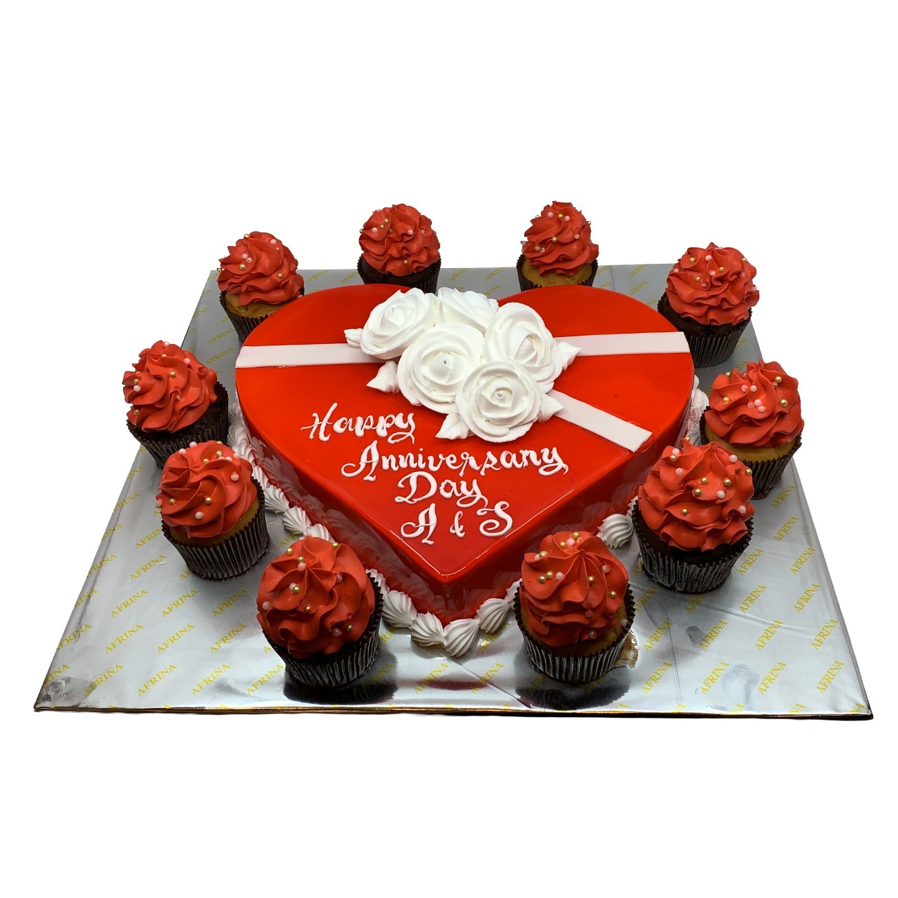 Anniversary Heart Cake & Cupcake Set