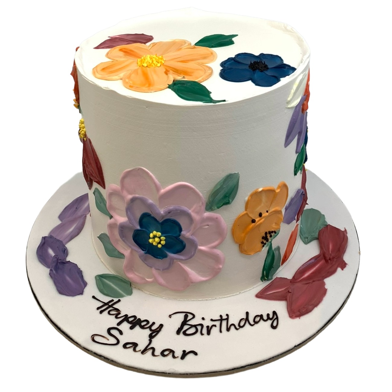 Artistic Palette Knife Pastel Floral Cake