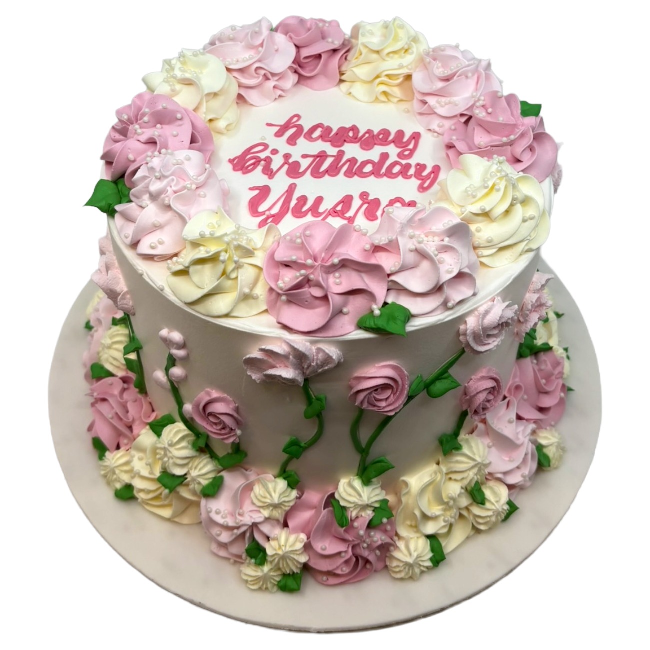 Beautiful Blush Blossom Ruffle Cake