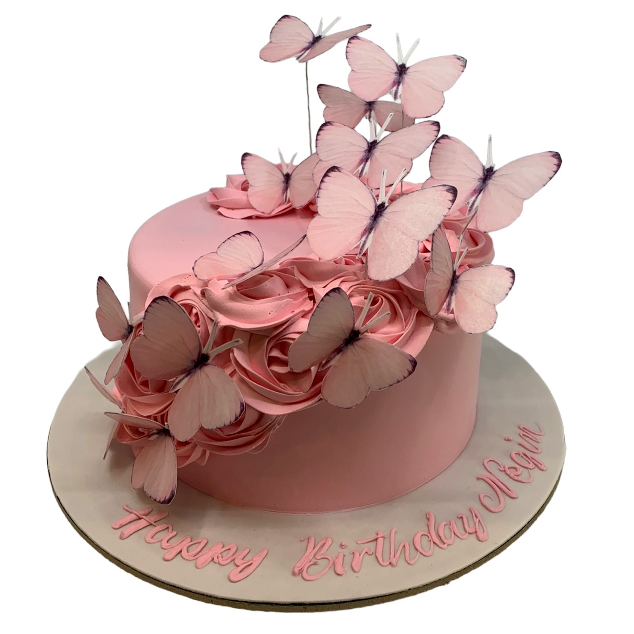 Beautiful Pink Rosette Flutter Cake
