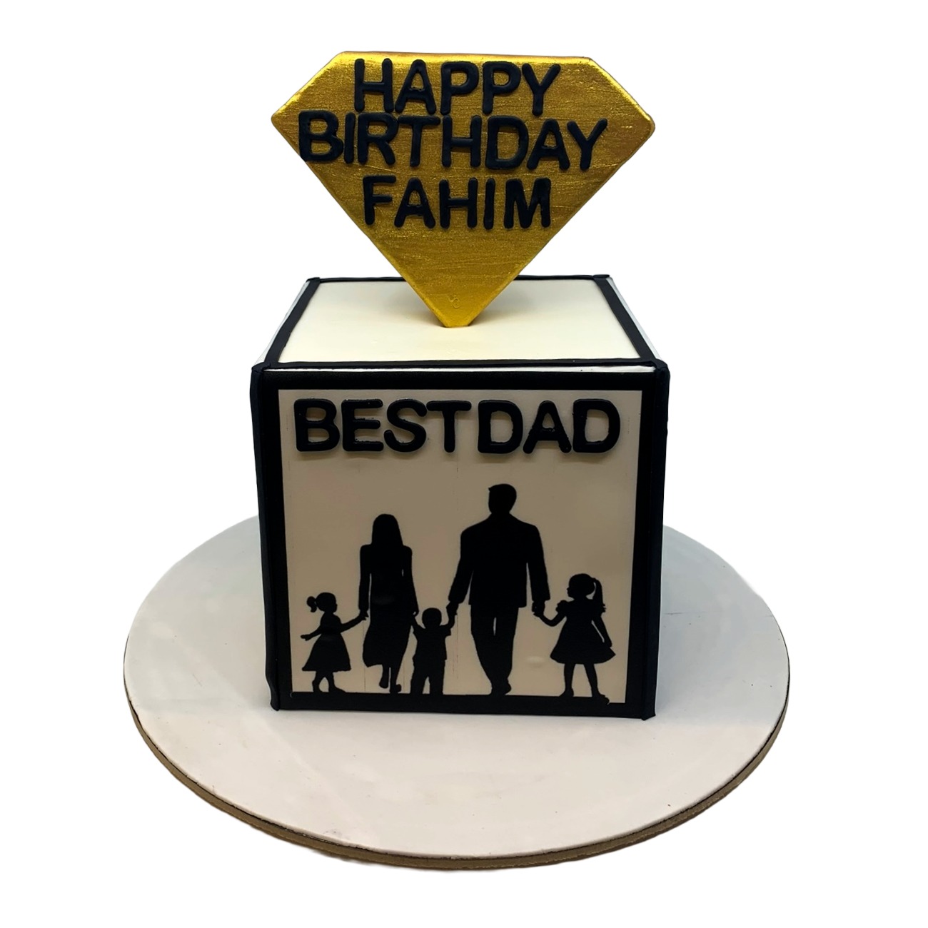 Best Dad Family Silhouette Cube Cake