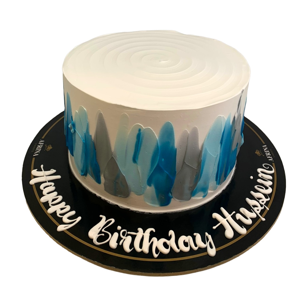 Blue Brushstroke Birthday Cake