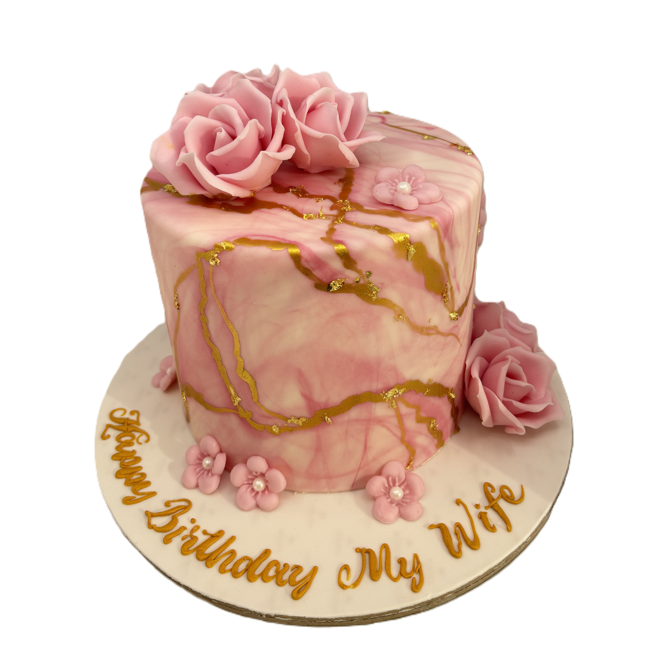 Blush Marble & Gold Vein Cake