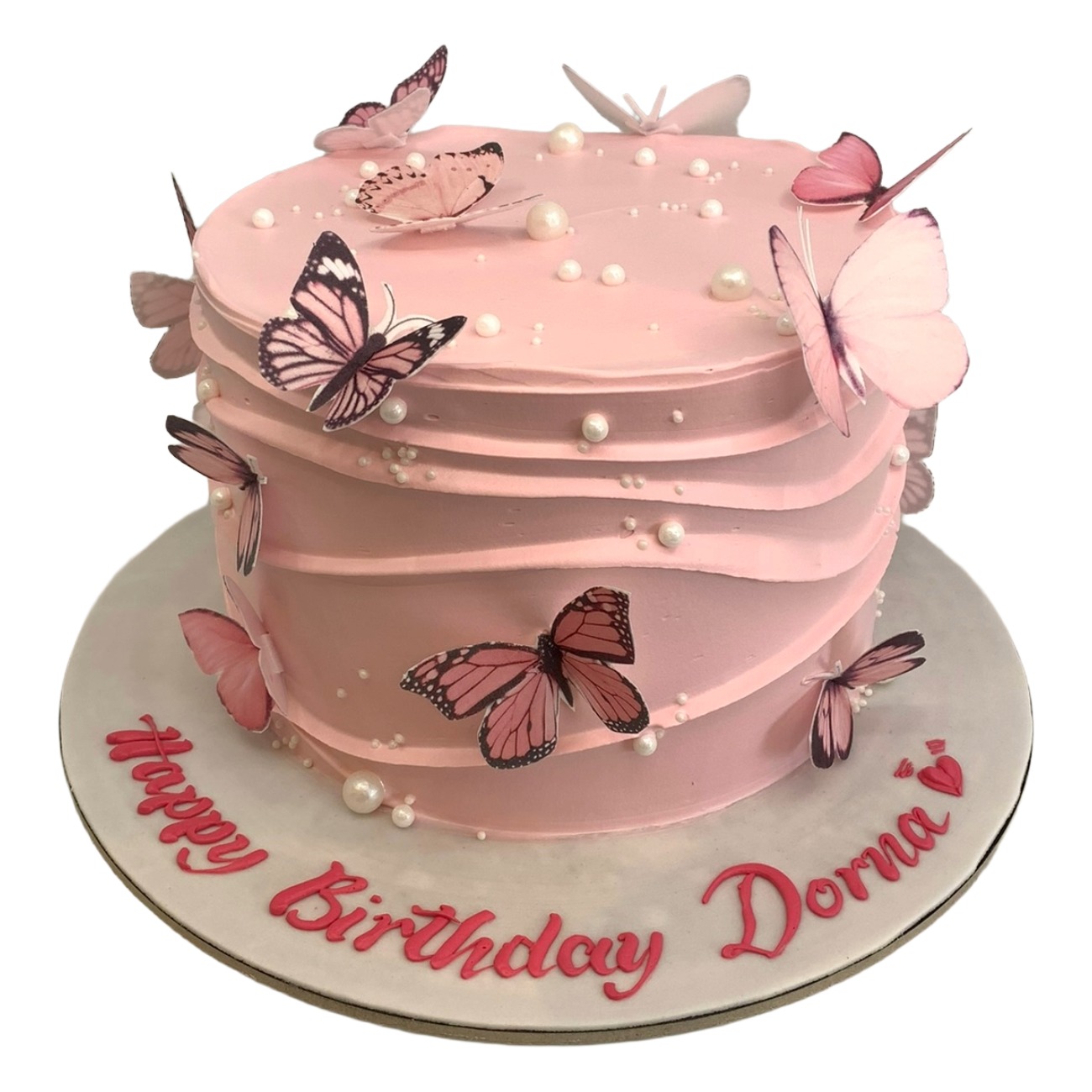 Blush Monarch Ribbon Cake
