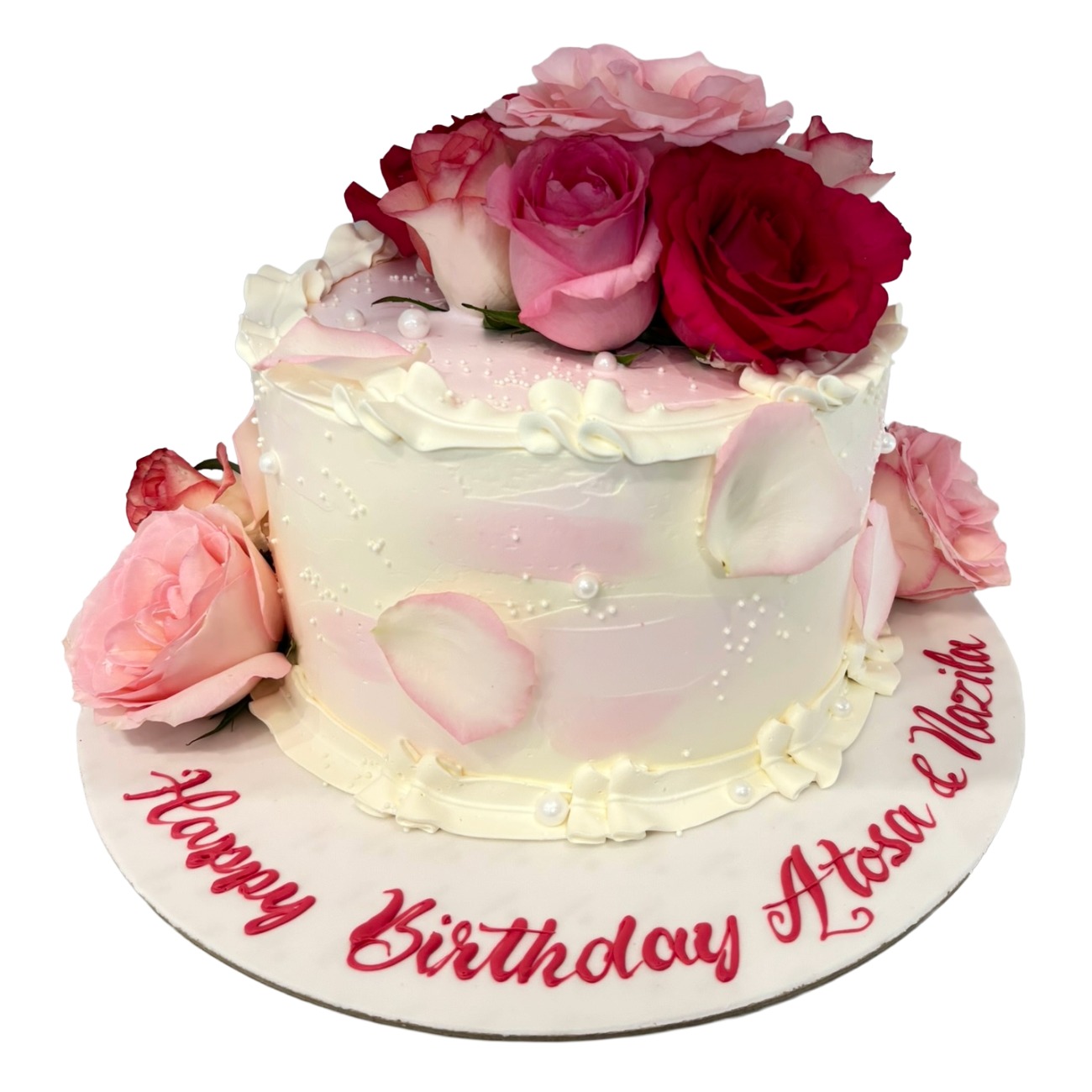Blush Petal & Pearl Birthday Cake