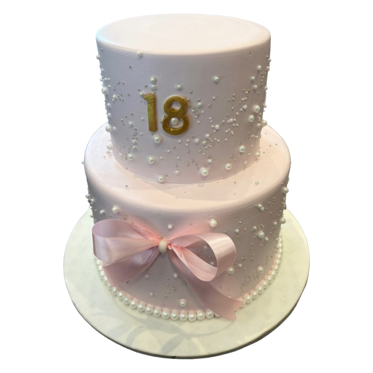 Blush Pink & Pearls Monogram Wedding Cake