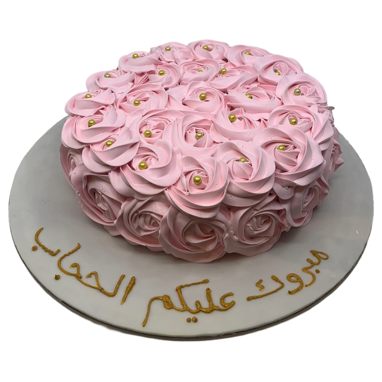 Blushing Pink Pearl Rosette Cake