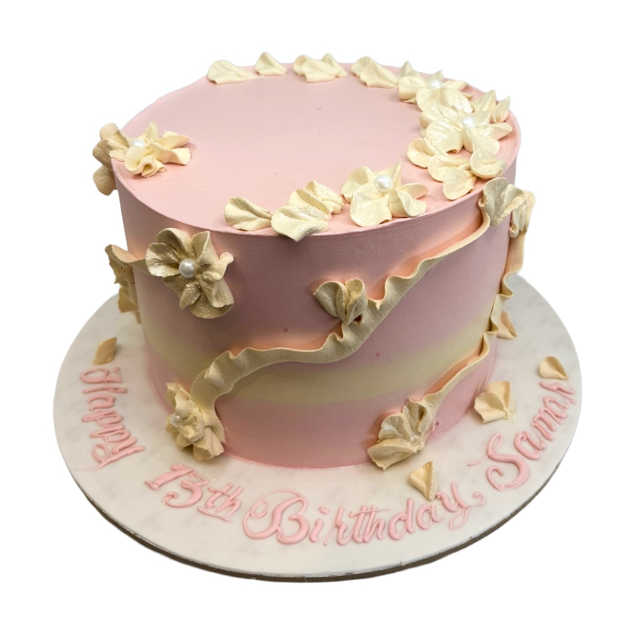 Blushing Ruffle & Pearl Cake