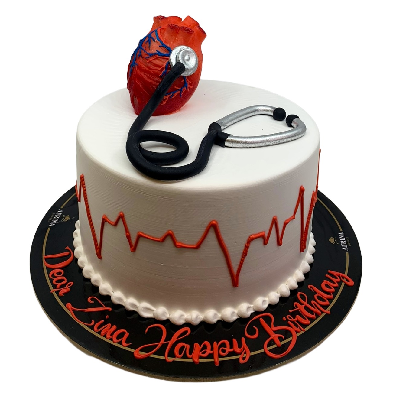 Cardiology Heart & Stethoscope Medical Cake