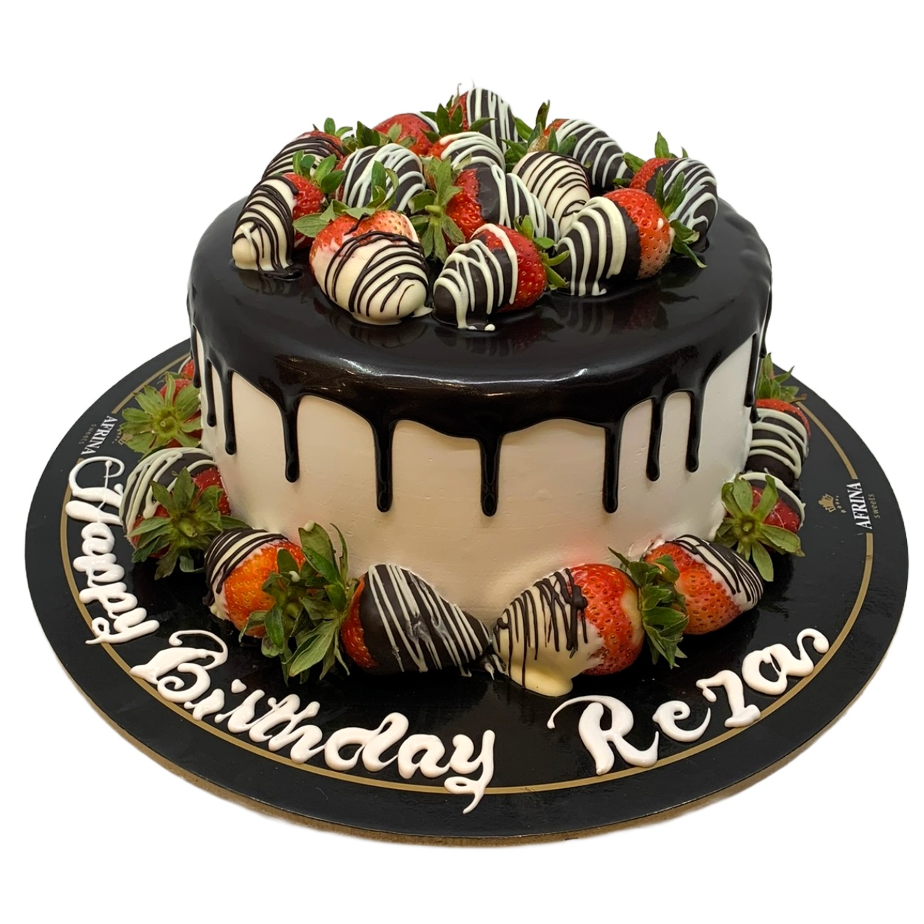Chocolate Drip Strawberry Delight Cake