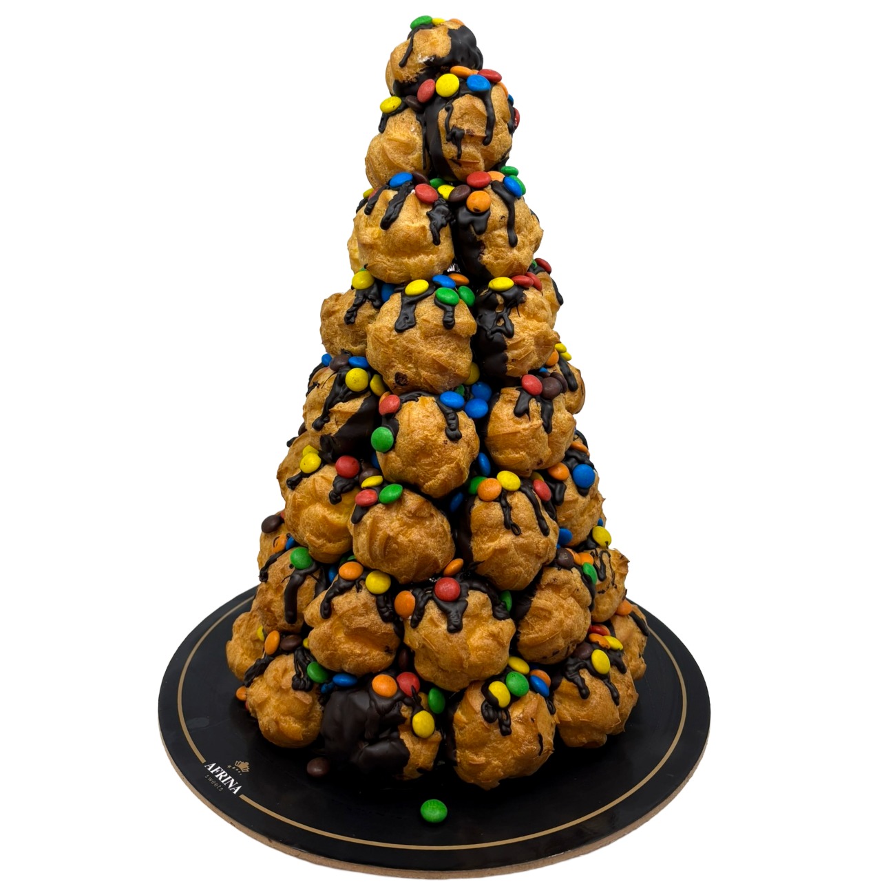 Chocolate Drizzle M&M Cream Puff Tower