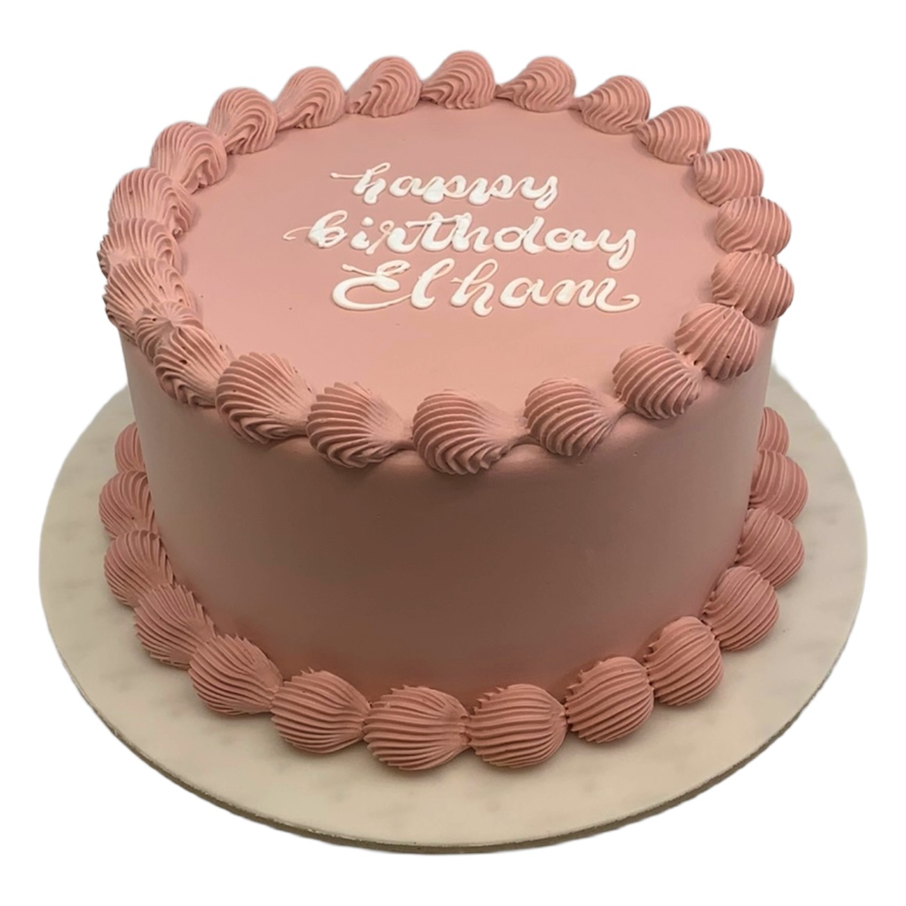 Classic Dusty Rose Shell-Border Cake