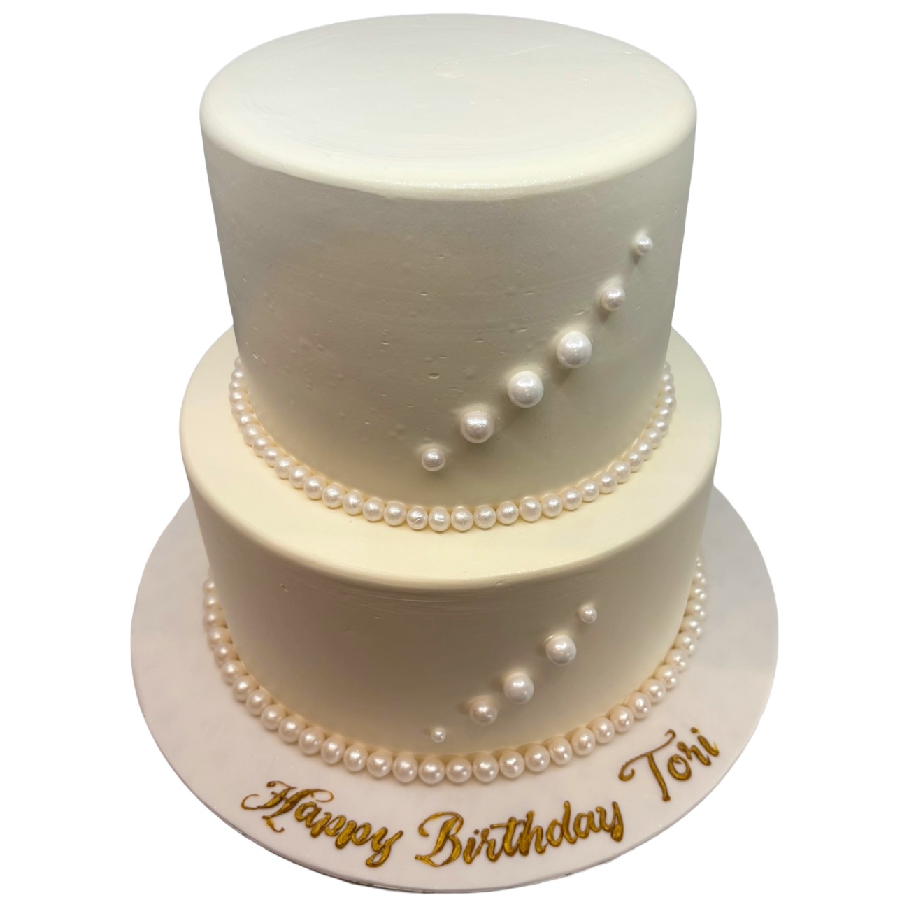 Classic Pearl Garland Wedding Cake