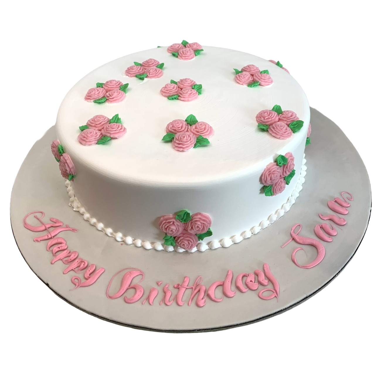 Classic Pink Rosebuds Cake