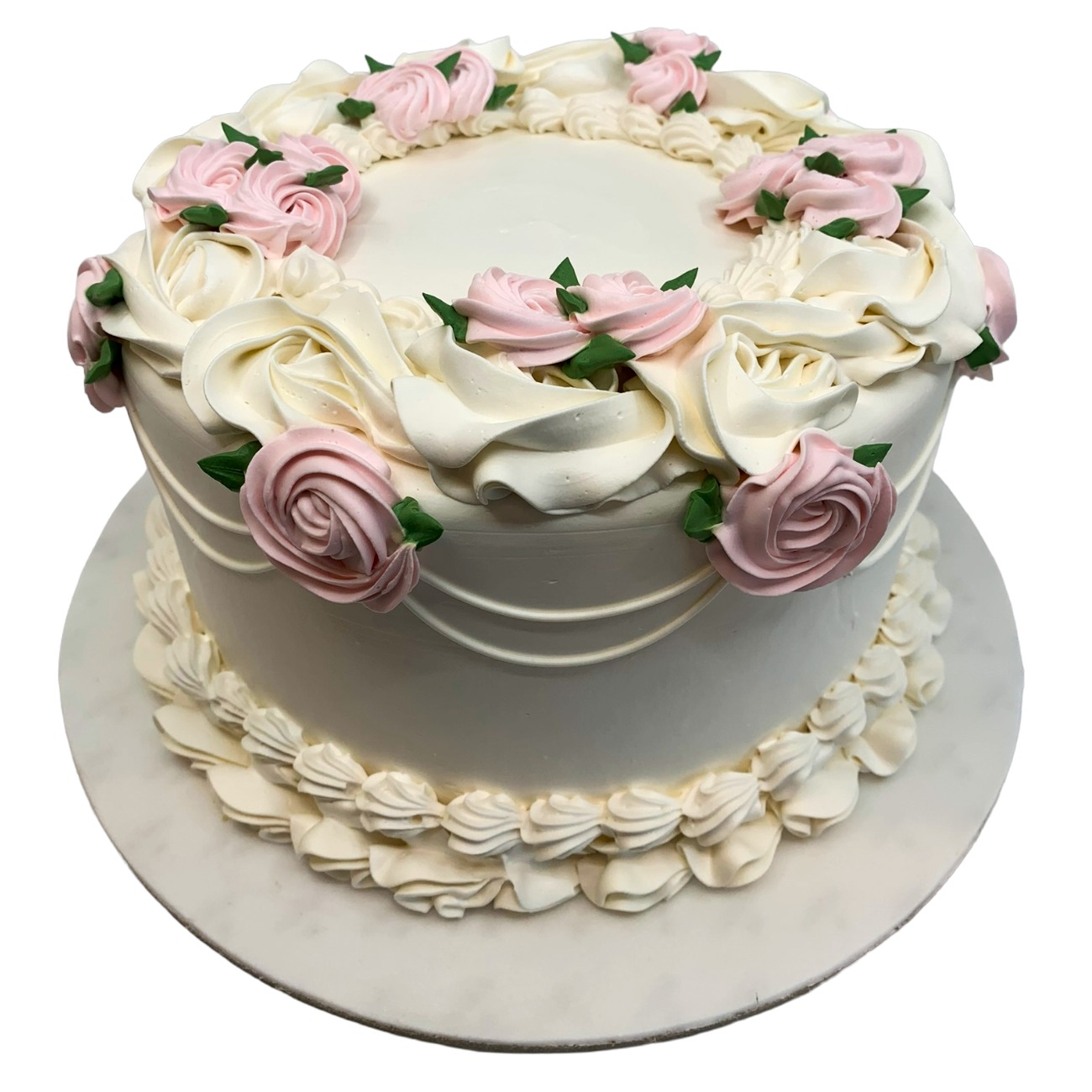 Classic Ribbon & Rose Garland Cake