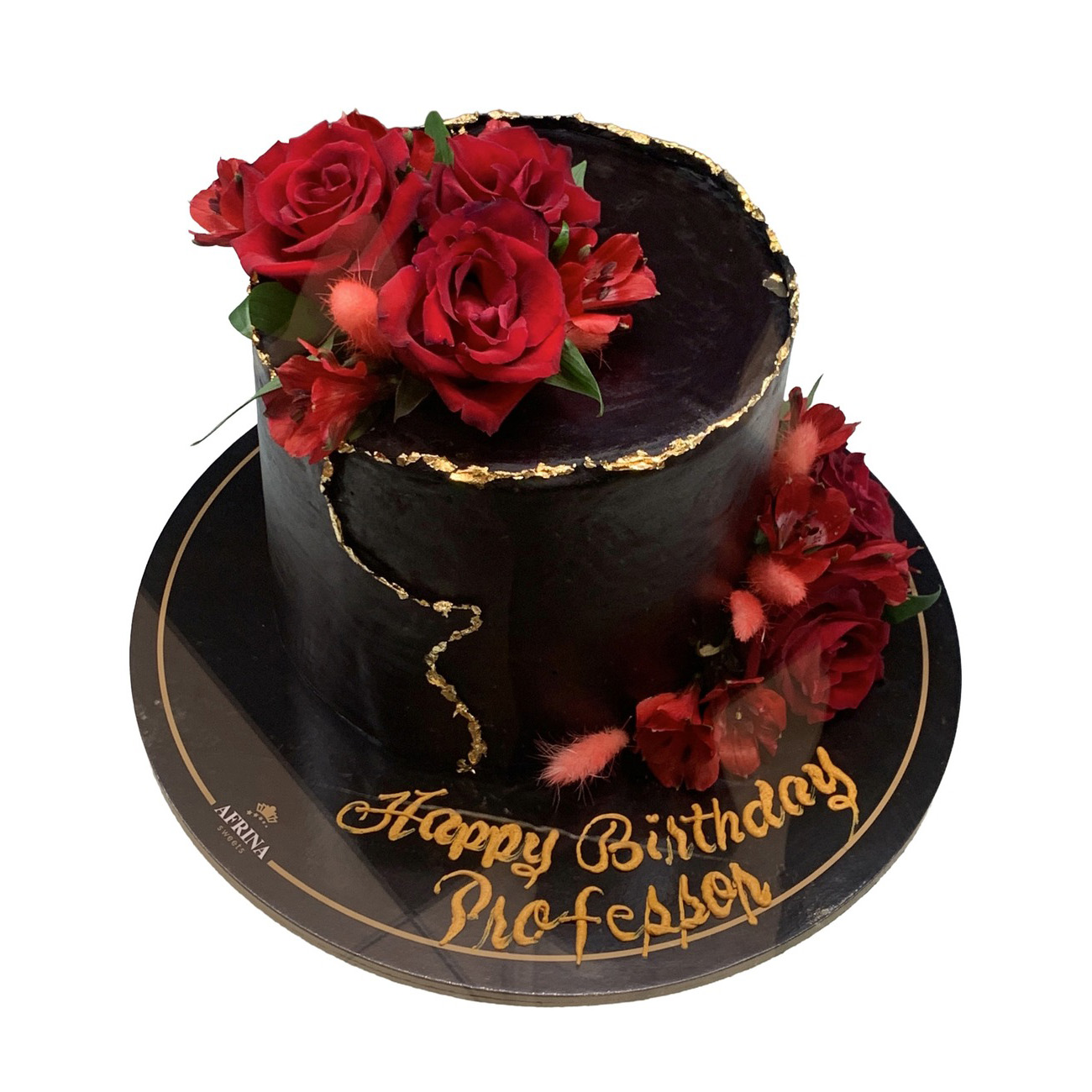 Crimson Eclipse Floral Cake