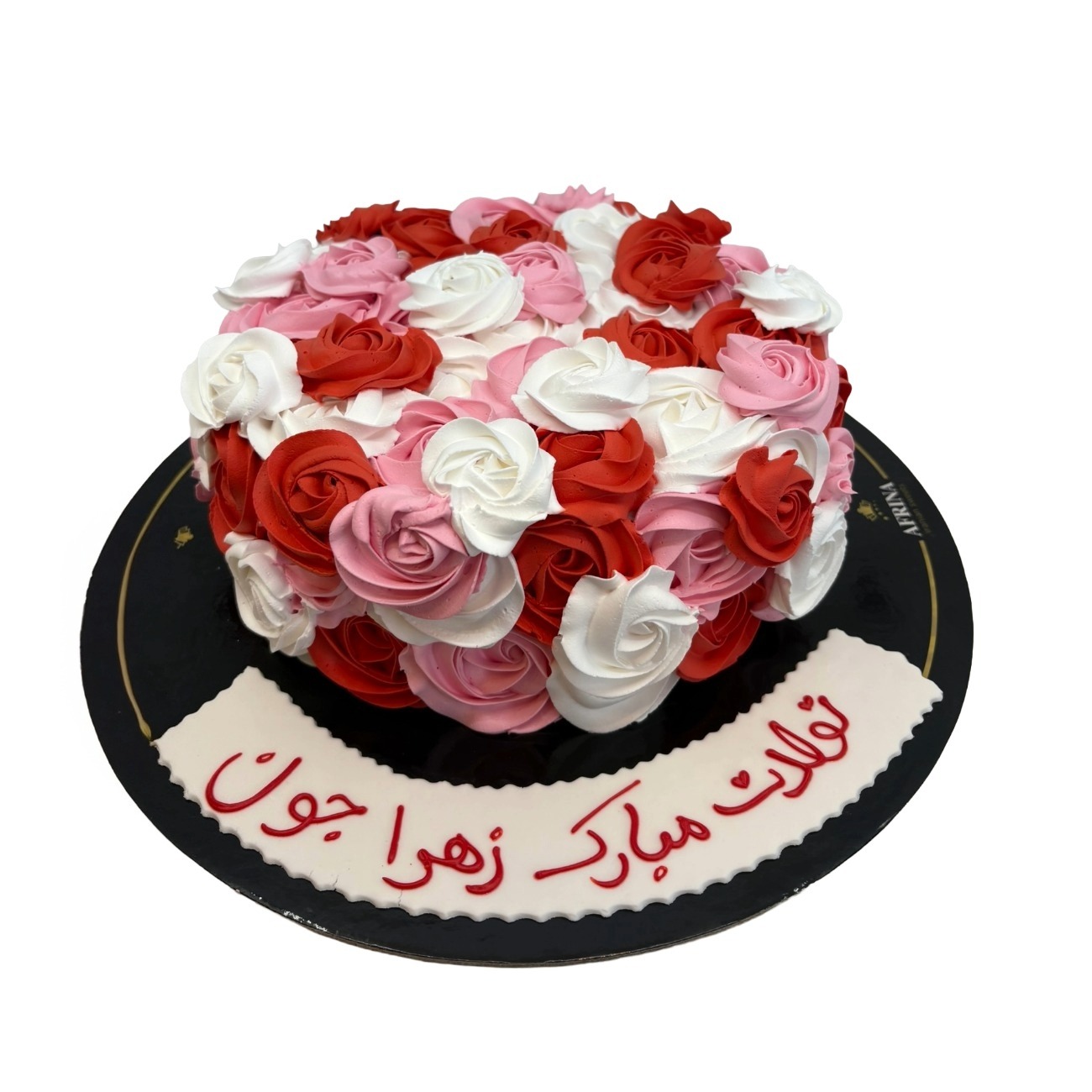 Crimson Gradient Blossom Rosette Cake