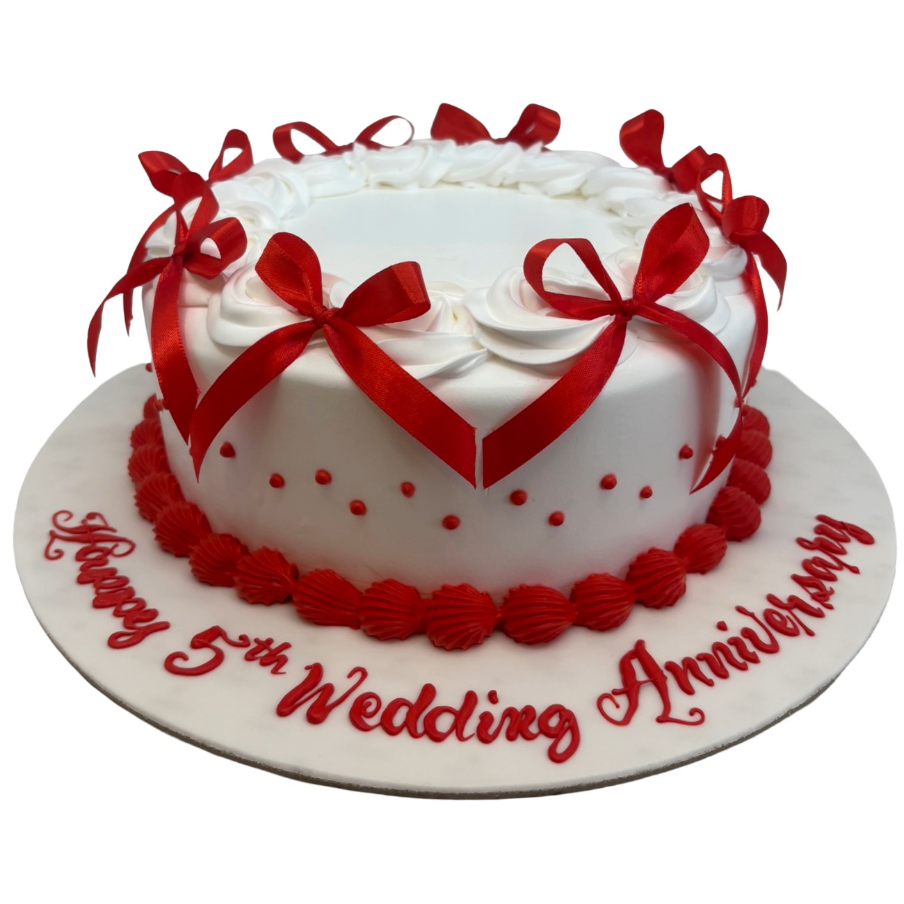 Crimson Ribbon 5th Anniversary Cake