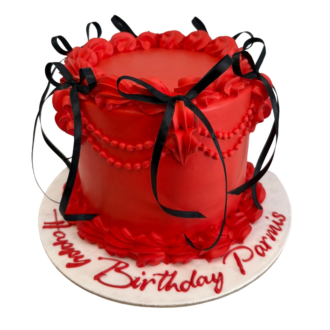 Crimson Royalty Vintage Bow Cake