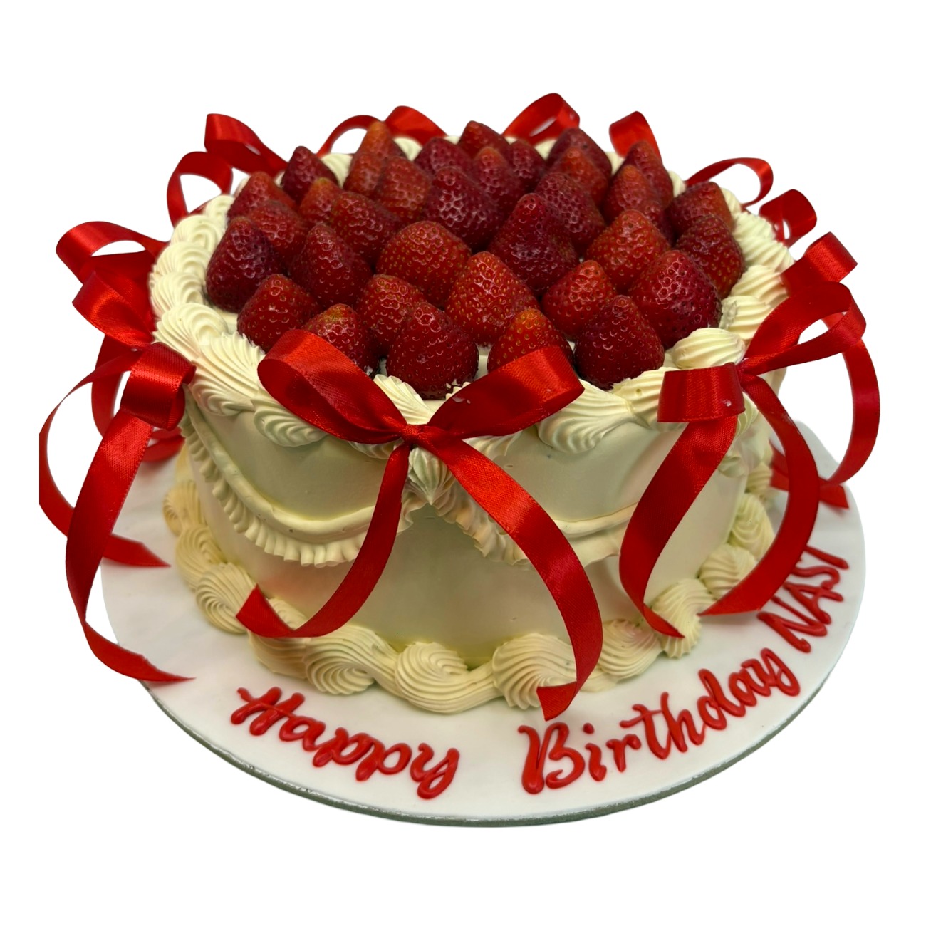 Crimson Strawberry Ruffle Cake